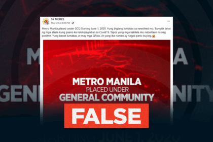 Old GCQ announcement for Metro Manila reposted on 2025 is MISLEADING