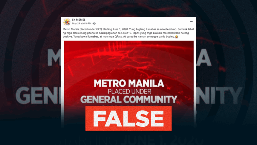 Old GCQ announcement for Metro Manila reposted on 2025 is MISLEADING
